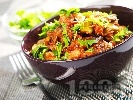 Рецепта Телешки гювеч с гъби печурки, чушки и бял ориз на фурна